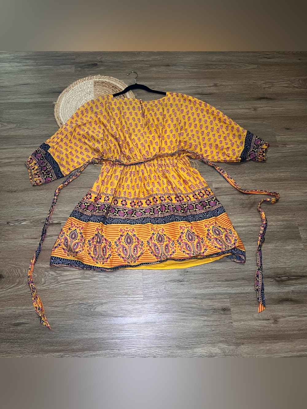 J. CREW Dolman Sleeve Mini Dress in Sunny Block Print Rich Saffron Colorway - Picture 8 of 8